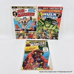 Marvel Super-Heroes No. 36, Sub-Mariner No. 60 And Where Monsters Dwell No. 25 With 20 Cent Price Cover