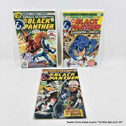 3 Marvel Jungle Action Featuring The Black Panther Comic Book No. 19, 20, 22 With 25 Cent Price Cover