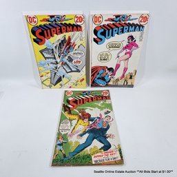 3 DC Superman No. 261, 256, 262 20 Cent Cover Comic Books