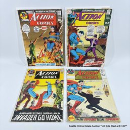 4 DC Action Comics Comic Book No. 382, 393, 401, 402 With 15 Cent Price Cover