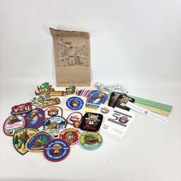 Lot Of Smokey Bear Swag: Stickers, Trading Cards, Rulers, Patches, More