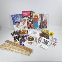 Lot Of Smokey Bear Swag: Bookmarks, Temporary Tattoos, Books, Rulers, More