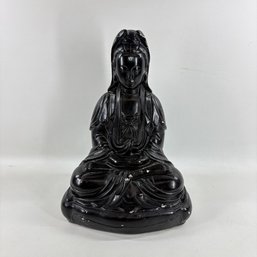 Seated Guanyin Bodhisattva Painted Plaster Statue