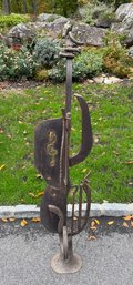 Brutalist Abstract Metal Sculpture Of Musical Instrument