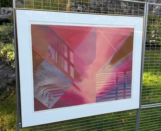 Original Artwork Mixed Media Acrylic On Paper, Robert Hrynkiw: 'Morning In Pink', 1982
