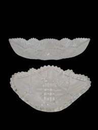 2 Vtg Brilliant Cut Lead Crystal Candy Dishes