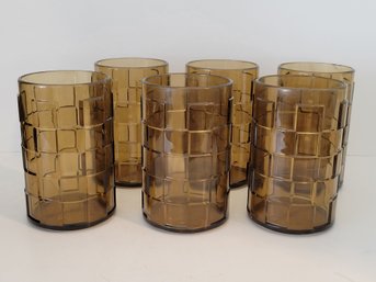 6 Vtg Acrylic Smokey Topaz Tumblers