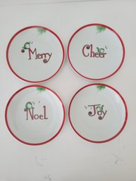 Set Of 4 Everyday White Porcelain Holiday Appetizer Plates