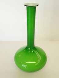 MCM Hand Blown Lime Green Glass Vase