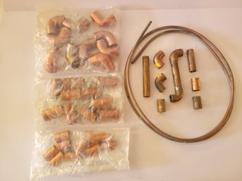 Variety Of Copper Pipe Fittings And Soft Copper Tubing