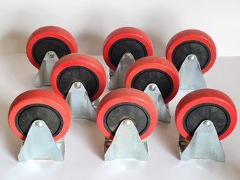 8 Heavy Duty Red Polyurethane Caster Wheels