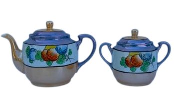 Vtg Japanese Lusterware Teapot And Sugar Bowl