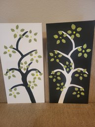 2 Black And White Tree On Canvas Wall Art