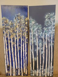 2 Birch Trees On Canvas Wall Art