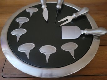 Marble And Stainless Cheese Board With Accessories