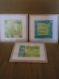 3 Rachel Zoe Framed Live Sayings Wall Art