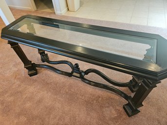 Dark Wood And Glass Console Table
