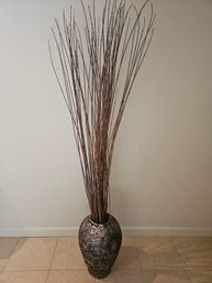Gold Plaster Pot With Decorative Willow Branches