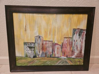Framed Chalk Art Of Buildings