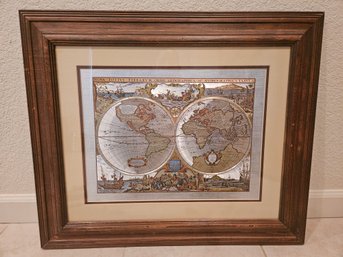 Framed Silver Foil Antique Style Map