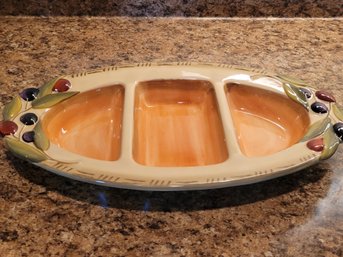 Clay Art Oliva Italiana 3 Compartment Serving Dish