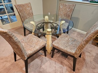Ornate Glass Top Table And 4 Canadel Dining Chairs