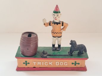 Vtg Cast Iron Trick Dog Mechanical Bank