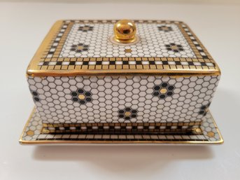 Anthropologie  Bistro Tile Stoneware Butter Dish