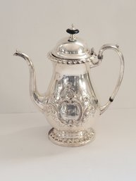 Antique Cresent Silverplated Hand Chased Coffee Pot