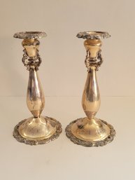 Vtg Antique Wallace Baroque  Silver Plated Candlestick Holders