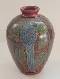 Signed Nicaraguan Carved Pottery Vase