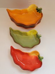 7 Clay Art Chili Pepper Ceramic Serving Bowls