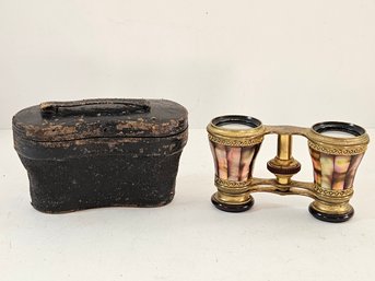 Antique Lefils Paris Mother Of Pearl Opera Glasses Binoculars