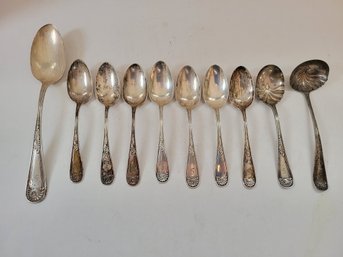 10 Antique Sterling Silver Spoons
