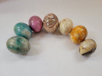 7 Vtg Decorative Alabaster Eggs
