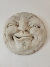 Concrete Smirking Moon Face Garden Decor Plaque