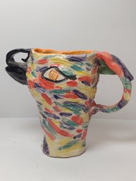 Handmade Glazed Ceramic Bird Pitcher