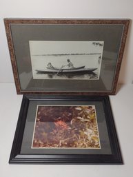 Vtg Picture Of People In A Canoe And Picture Of Indian Paintbrush Flower