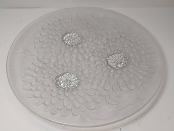 Lalique Style Frosted And Clear Glass Shallow Bowl
