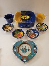 Collection Of Handpainted Pottery Items