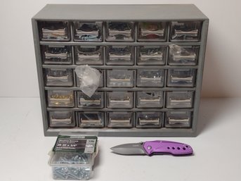 Hardware Storage Organizer Screws And Folding Knife