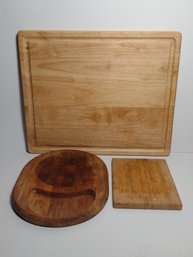Lot Of 3 Wooden Cutting Boards