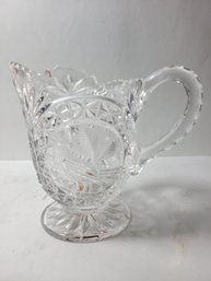 Vtg Crystal Milk Pitcher