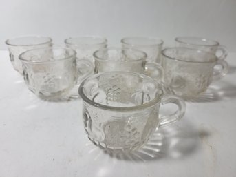 8 Glass Punch Bowl Cups And Hooks