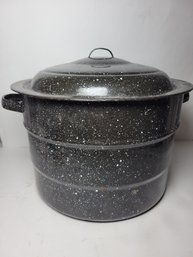 Large Granite Ware Enamel On Steel Can Ing Pot With Rack