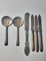 Vtg Silver Plated Bon Bon Spoons And Butter Knives