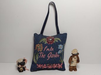 Sheep And Bear Figurines And Garden Pillow