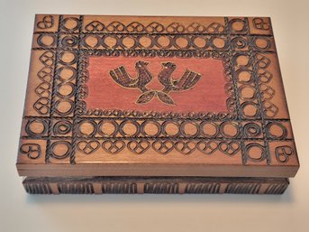 Vtg Hand Carved Wooden Box