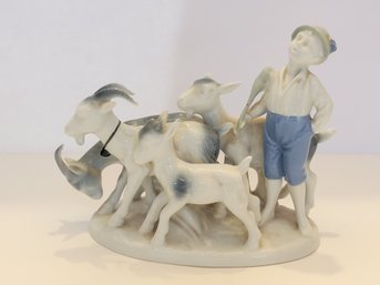 Vtg Gerold Porzellan Bavaria Porcelain Figurine Goat Herder