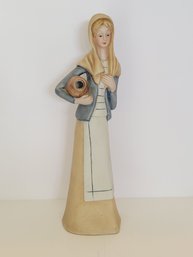 Vtg Ceramic Girl Holding A Jug Figurine